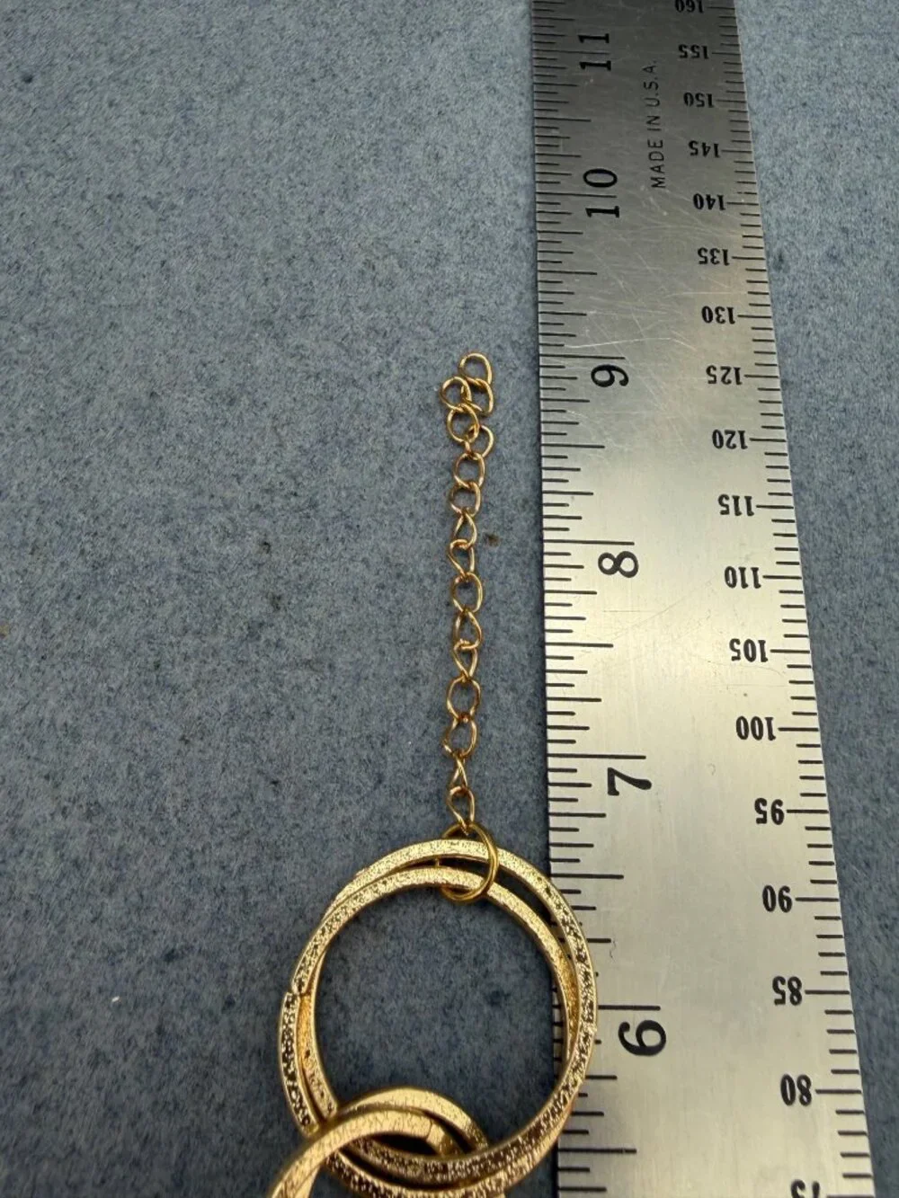 Textured Circle Link Bracelet 7 In Gold Adjustable Chain Retro Vintage MCM Glam